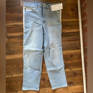 Athleta NWT Sculptek Straight Leg Crop Stripe Jeans Size 8